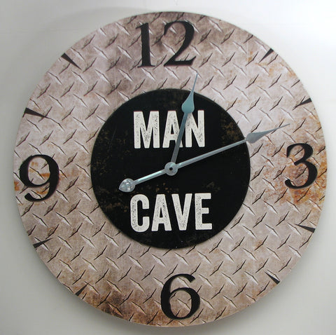 FREE SHIPPING "MAN CAVE" Wall Clock Wooden