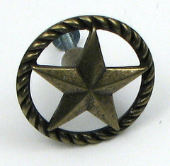 4 Cast Iron Rustic Brass Texas Star Drawer Pull Knob Handle
