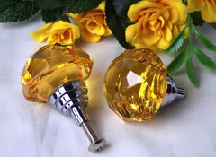 Drawer Cabinet Door Pull Amber Crystal Glass 4 Pieces