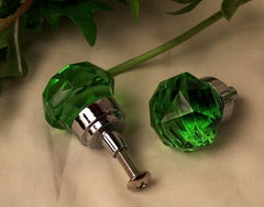 Drawer Door Pull SMALL Green Solid Crystal Glass 6 Pieces