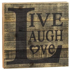 Country Primitive Wooden Slat LIVE LAUGH LOVE Sign Wall Hanging Brown 12 by 12