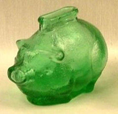Vintage Style Green Glass Pig Bank