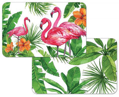 4 CounterArt Reversible Flamingo Palms Tropical Tabletop Place Mats Placemats