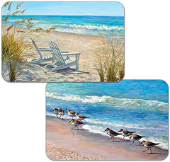 Placemats Beach Ocean View Kitchen Mats Vinyl Coated 4 Pieces CounterArt
