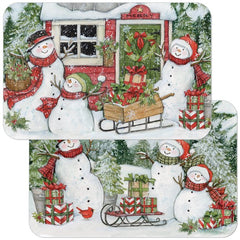 FREE SHIPPING 4 CounterArt Reversible Country Snowmen Farmhouse Chistmas Holiday Kitchen Placemats Mats