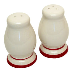 Ceramic Red White Salt Pepper Shakers Retro Theme