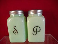 Jade Scripted Salt and Pepper Shakers S and P