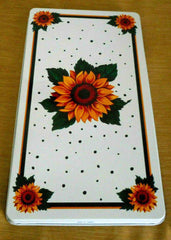 2 Piece Sunflower Flower White Yellow GAS Stove Top Rectangle BURNER COVERS
