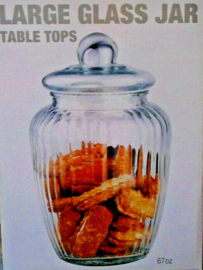 Cookie Jar for Kitchen Counter - Glass Jar with Lid - Cookie
